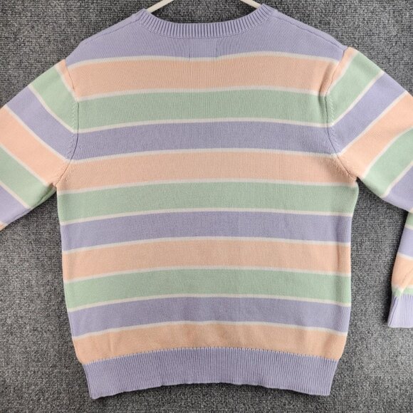 Teddy Fresh Stripe Colorful Pastel Pullover Knit Sweater Preppy Medium Oversized - Picture 12 of 13